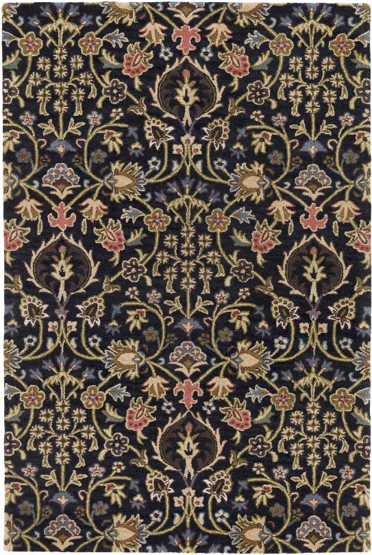 Castello Rug In Dark Brown & Rose Design By Surya