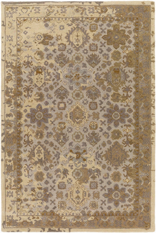 Castello Rug In Light Grey & Aqua Design By Surya