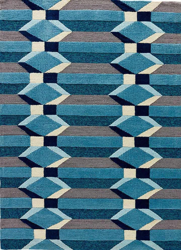 Catalina Rug In Aegean Blue & Black Iris Design By Jaipur