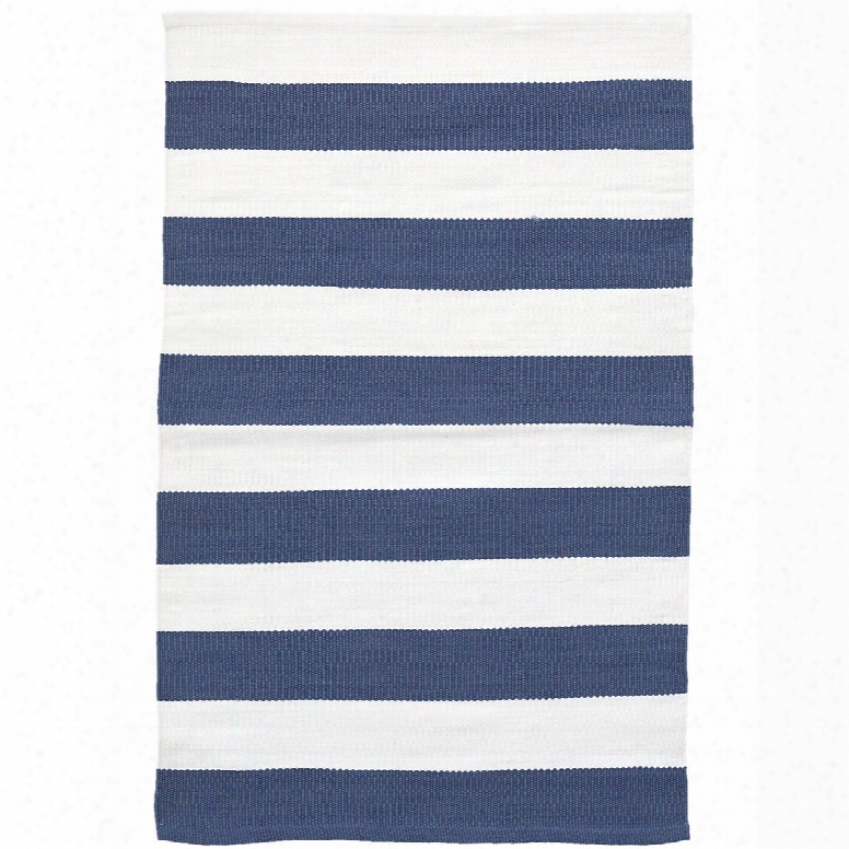 Catamaran Stripe Denim & White Indoor/outdoor Rug D Esign By Dash & Albert