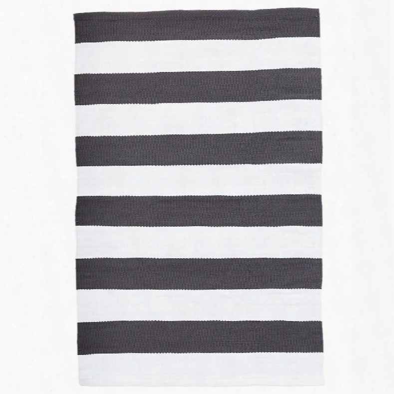 Catamaran Stripe Graphite & White Indoor/outdoor Rug Design By Dash & Albert