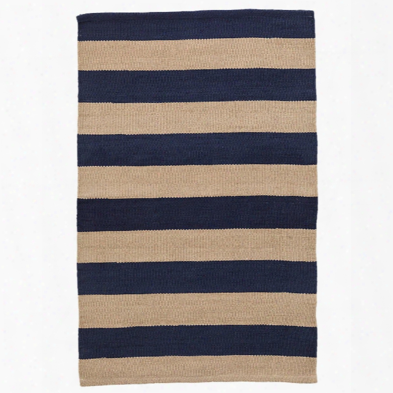 Catamaran Stripe Navy & Khaki Indoor/outdoor Rug Design By Dash & Albert