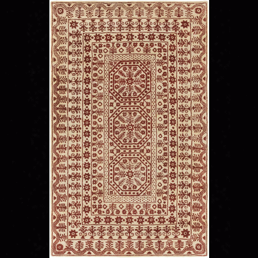 Smithsonian Rug In Dark Red & Khaki Design By Smithsonian