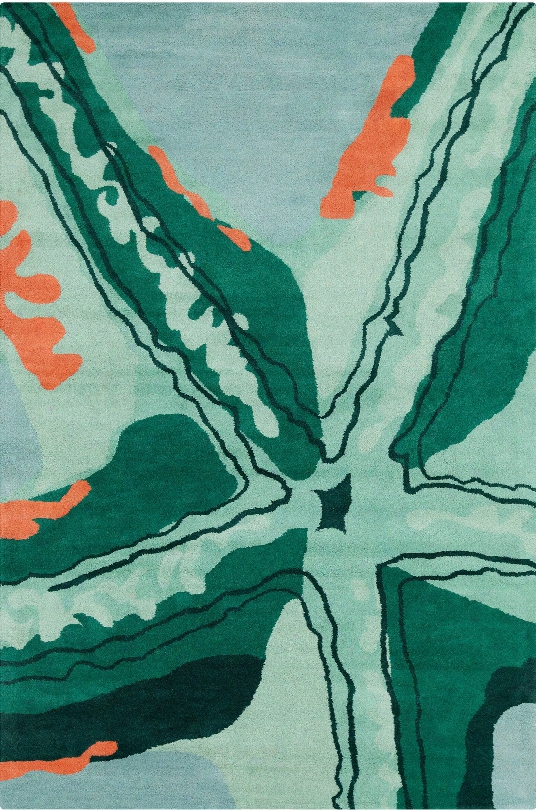 Stella Collection Hand-tufted Area Rug In Aqua, Green, & Orange Design By Chandra Rugs