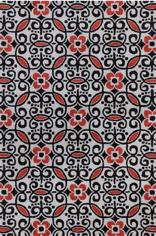 Stella Collection Hand-tufted Area Rug In Grey, Red, & Black Design By Chandra Rugs
