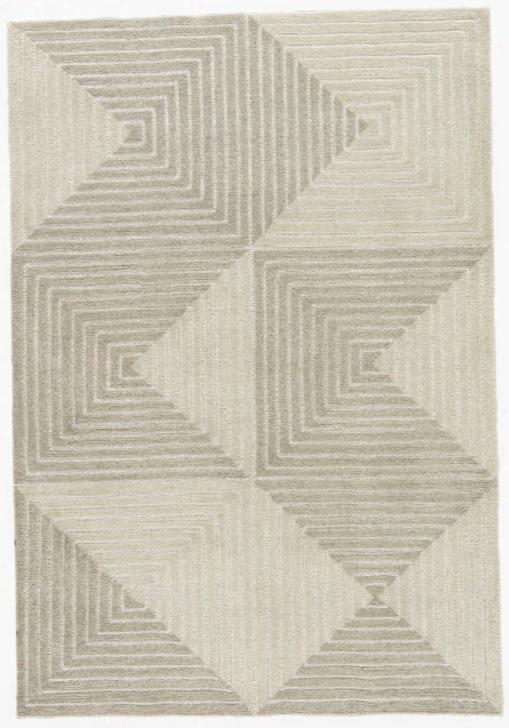 Tegan Handmade Geometric Gray & Cream Area Rug Design By Jaipur