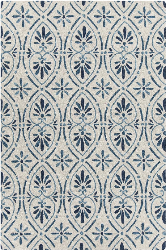 Terra Collection Hand-tufted Area Rug In Cream & Blue Designby Chandra Rugs