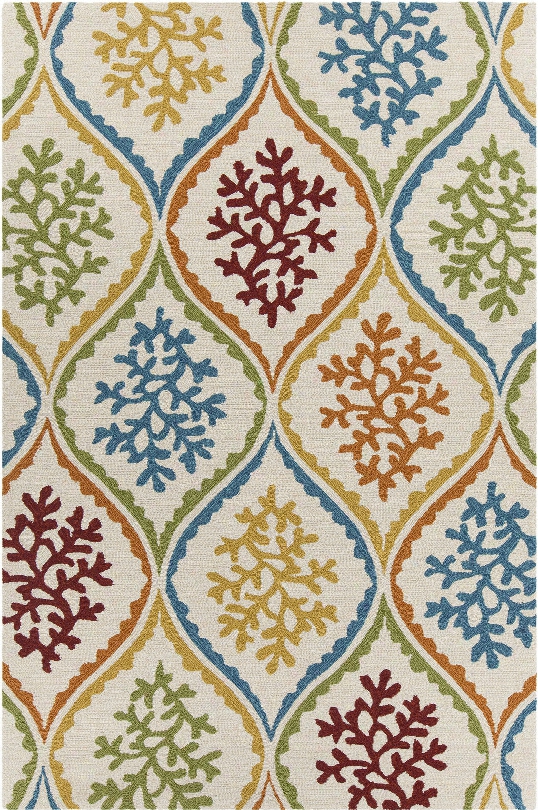 Terra Collection Hand-tufted Area Rug In Cream, Blue, Green, & Red Design By Chandra Rugs