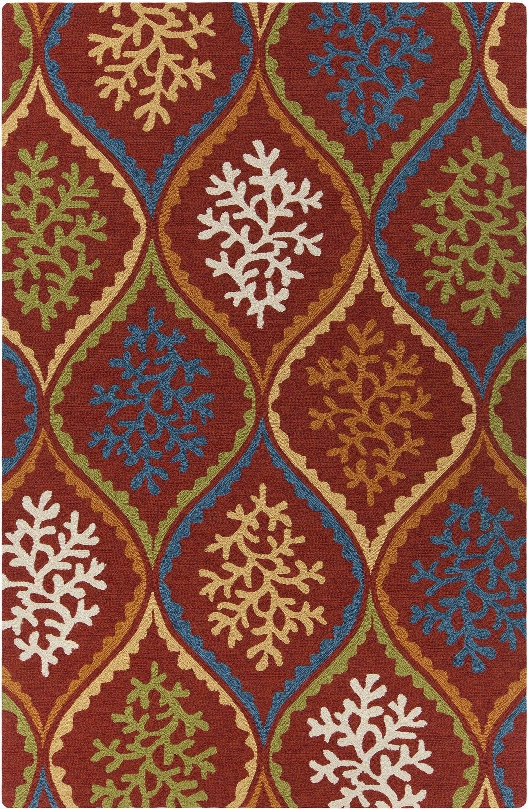 Terra Collection Hand-tufted Area Rug In Red, Blue, Orange, & Cream Design By Chandra Rugs