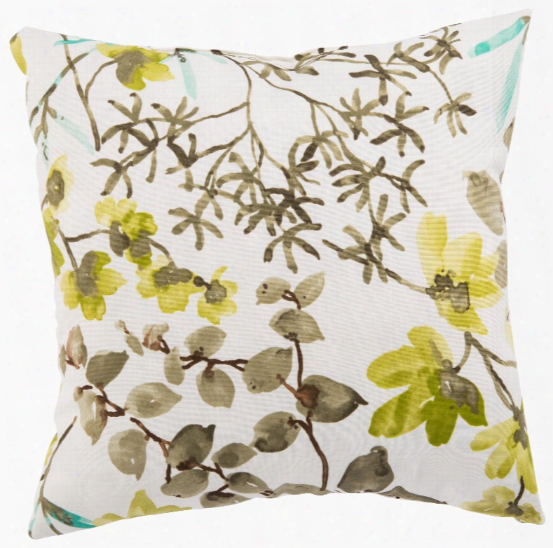 White & Brown Floral Gazebo Indoor/ Outdoor Throw Pillow Design By Jaipur