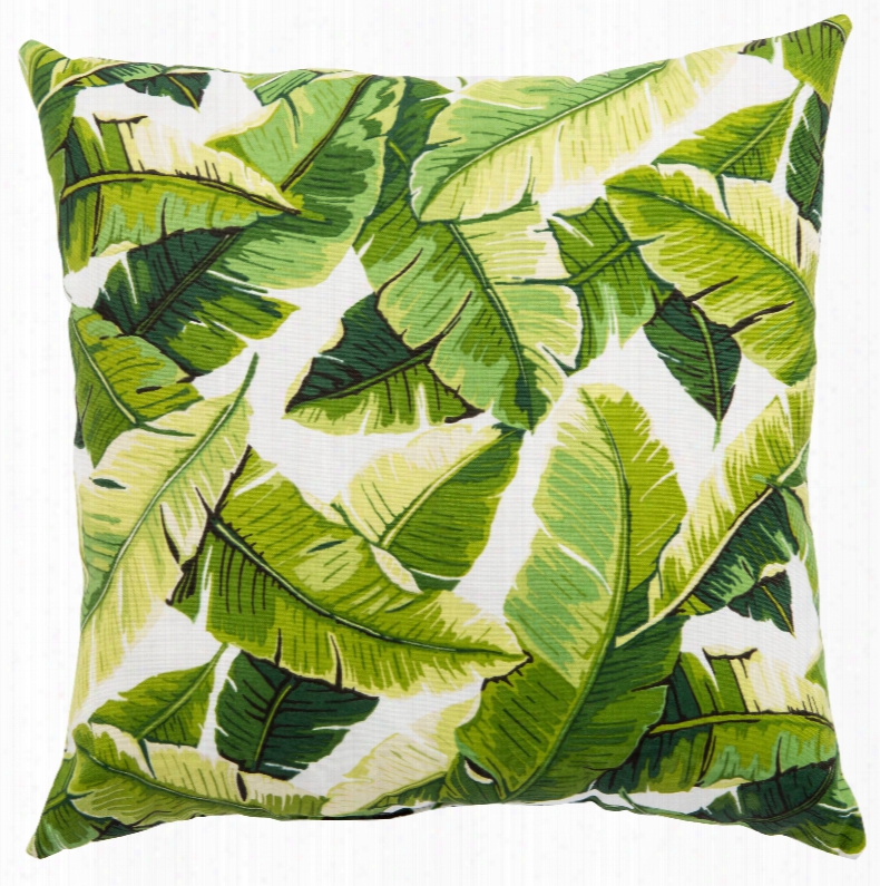 White & Green Floral Balmoral Indoor/ Outdoor Throw Pillow Design By Jaipur