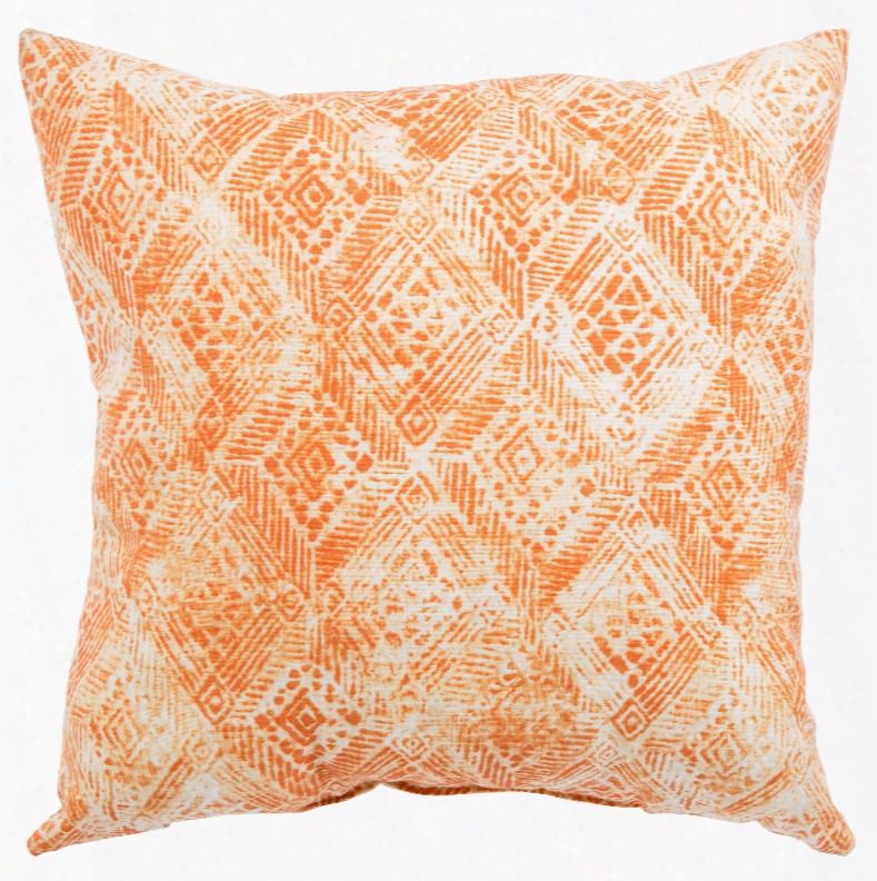 White & Orange Ikat Darrow Fresco Indoor/ Outdoor Throw Pillow Design By Jaipur