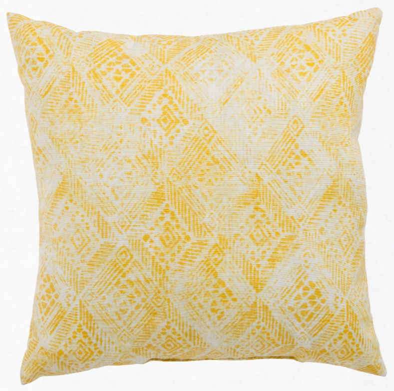 White & Yellow Ikat Darrow Fresco Indoor/ Outdoor Throw Pillow Design By Jaipur