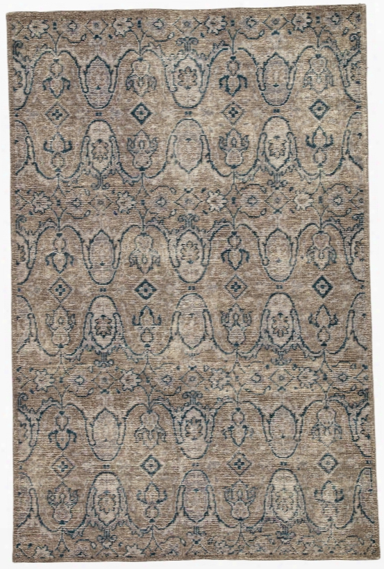 Williammsburg Hand-knotted Medallion Gray & Navy Area Rug Design By Jaipur