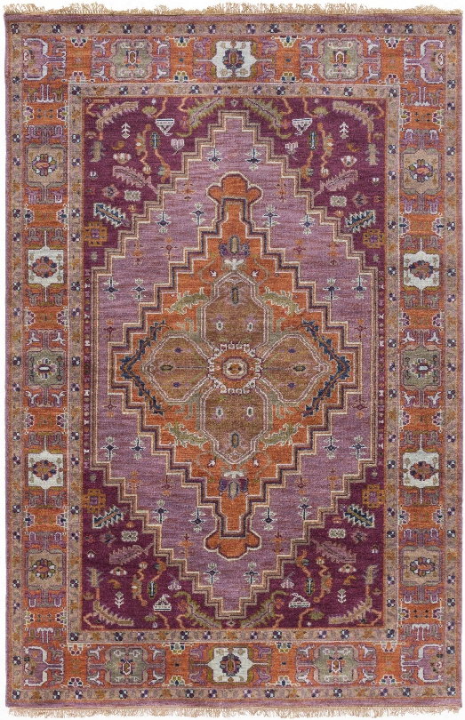 Zeus Rug In Eggplant & Rust Design By Surya