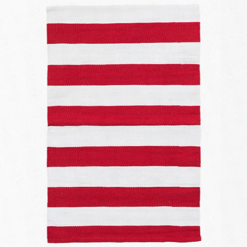 Catamaran Stripe Red & White Indoor/outdoor Rug Design By Dash & Albert