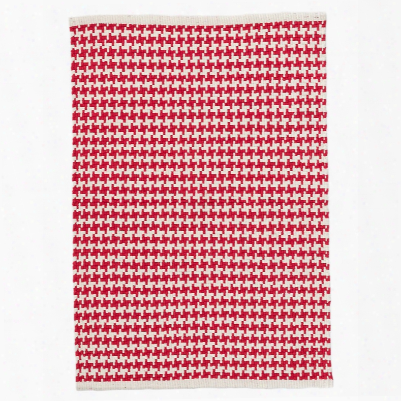Checks Red Woven Cotton Rug Design By Dash & Albert