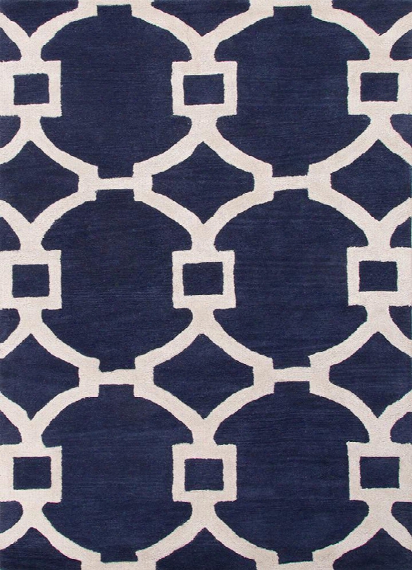 City Collection Regency Rug In Deep Navy & White Contrivance By Jaipur