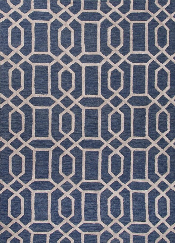 City Rug In Majolica Blue & Silver Grey Design By Jaipur