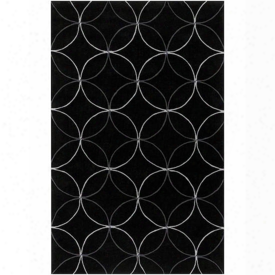 Cosmopolitan Collection Polyester Area Rug In Coal Black And Charcoal Grey Design By Surya