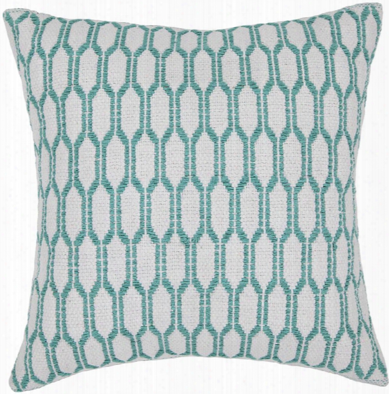 Cotton Pillow In White & Green Design By Chandra Rugs