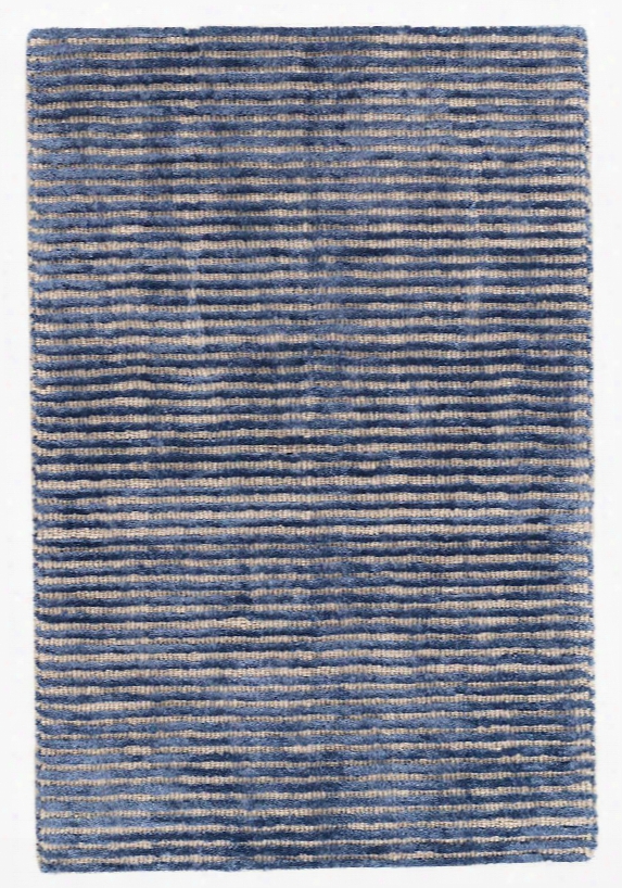 Cut Stripe Indigo Hand Knotted Wool/viscose Rug Design By Dash & Albert