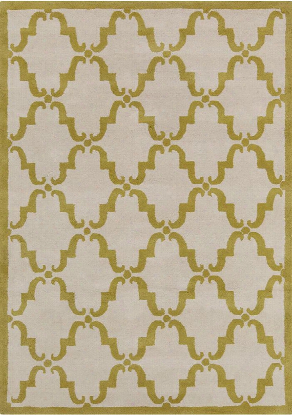 Davin Collection Hand-tufted Area Rug In White & Green Design By Chandra Rugs