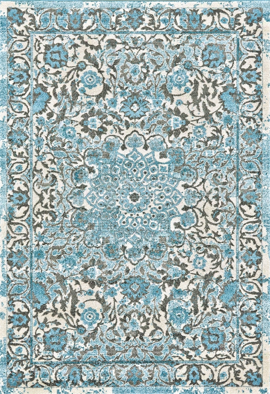Delicate Collection Power Loomed Polypropylene Area Rug In Azure Design By Bd Fine