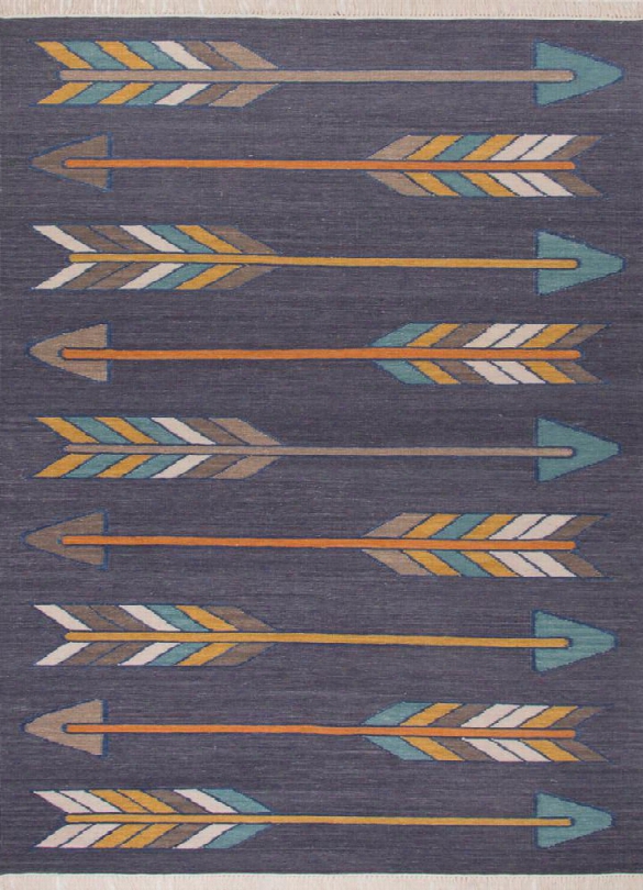 En Casa Flat-weave Rug In India Ink & Fossil Design By Jaipur