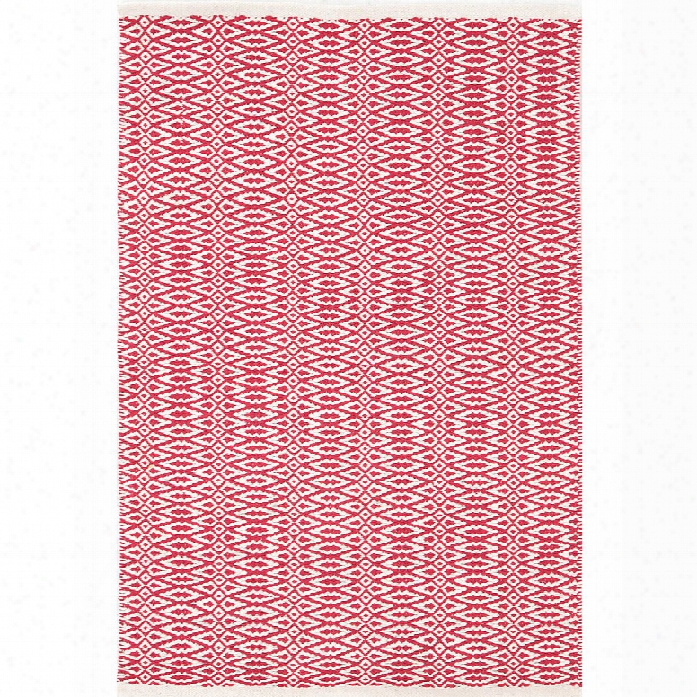 Fair Isle Red & Ivory Cotton Woven Rug Design By Dash & Albert