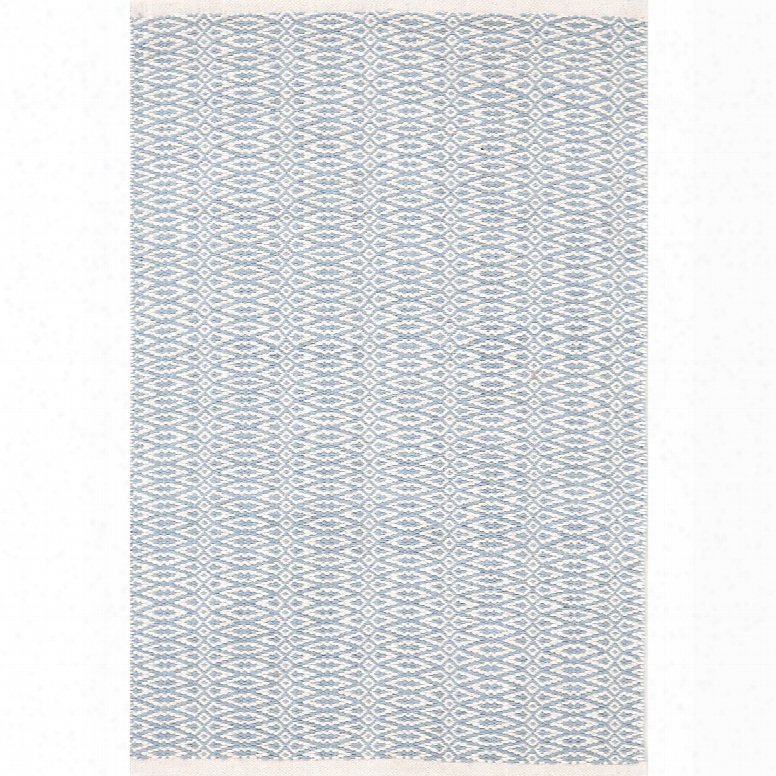 Fair Isle Swedish Blue & Ivory Cotton Woven Rug Design By Dash & Albert