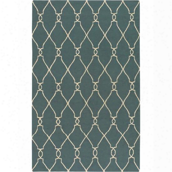 Fallon Wool Area Rug In Peacock Green And Papyrus Design By Jill Rosenwald